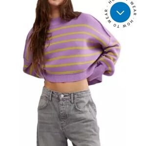 Free People Purple and Yellow Striped Sweater